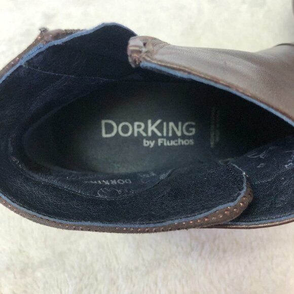 Dorking By Fluchos Brown Leather Heeled Booties Size 37 (6.5 US) - Picture 8 of 10